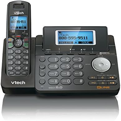 VTECH DS6151-11 DECT 6.0 2 קו טלפון אלחוטי הניתן להרחבה + DS6101-11 מכשיר אביזר, שחור