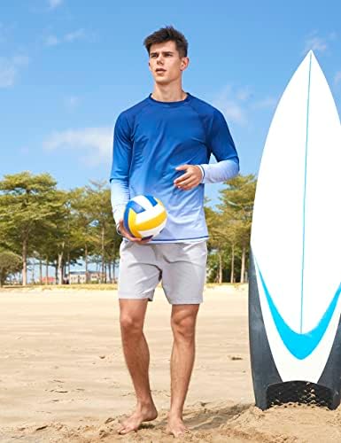 חולצות שחייה לגברים UPF 50+ שומר פריחה שרוול ארוך שמש הגנה על חולצות חוף חוף מהירות חולצת דיג יבשה מהירה