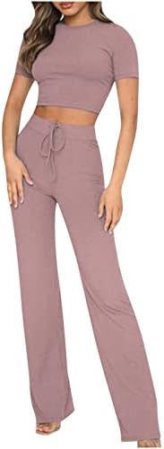 מערכות מכנסיים לנשים טרקלין סטרץ 'סרוגה שני חלקים פסים פעמון תחתון תחתון מגרש מכנסי מגף מכנסיים