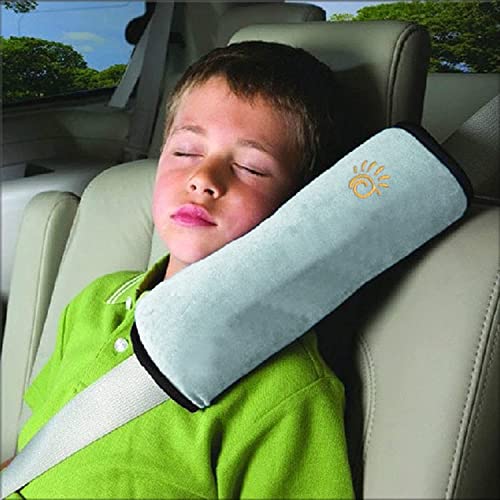 חגורת חגורת בטיחות כיסוי חגורת בטיחות לילדים, כרית כתפיים מתכווננת חגורת בטיחות רכה קטיפה עם כרית ראש כיסוי, מתאימה