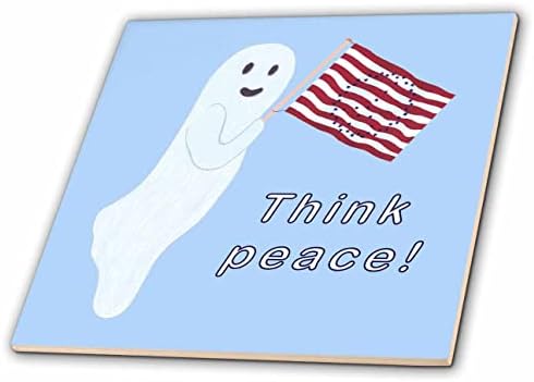 3 ציור ורדים של רוח רפאים המחזיקה שלט שלום של דגל ארצות הברית עם אריחי שלום חושבים