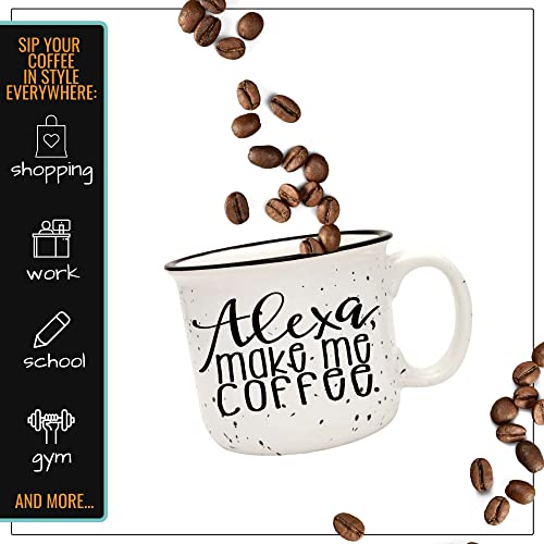 אלקסה לגרום לי קפה-מצחיק קרמיקה קמפר קפה ספל - לבן 14 עוז גדול קפה כוס-חידוש ספל, מתנה מושלמת עבור נשים,