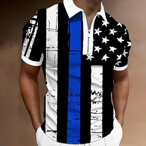 חולצות פולו דגל אמריקאי אמריקני 4 ביולי חולצות טריקו פטריוטיות הדפסים תלת מימדיים מזדמנים של שרוולים קצרים וינטג