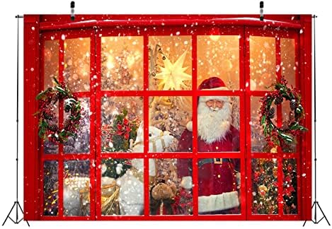 בד לוקקור 10x6.5ft חנות חג המולד תפאורה של סנטה קלאוס צילום תפאורת חג המולד מתנות קיר קישוט קיר פתית שלג רקע