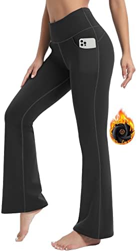 מכנסי יוגה מגוונים מרופדים של יוגה עם כיסים לנשים למכנסי מגף תרמיים אימון חורפי חותלות חותלות