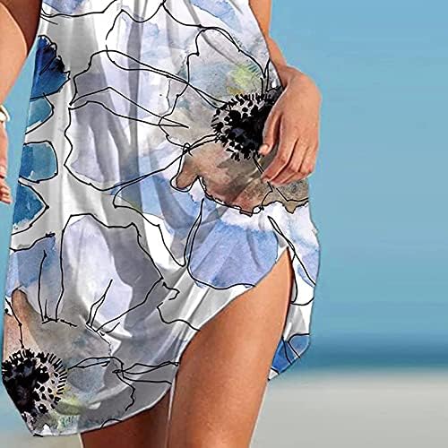 שמלות מקרית לנשים, נשים שמלות סקסי בוהו חוף פרחוני מודפס שמלת קיץ ללא שרוולים מכפלת רופף טנק מיני שמלה