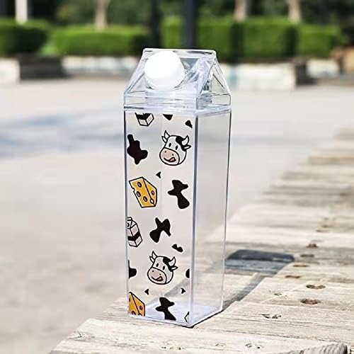 FVEBZEM 500 מל/17oz קרטון חלב בקבוק מים קופסת חלב פלסטיק BPA חינם ידידותי לילד חלב חלב חלב חלב בקבוק מים בצורת