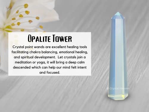 Aashita Creations Opalite Crystal מגדל Obelisk Point לצ'אקרה, ריפוי ואיזון - AAA כיתה מקורית מוסמכת
