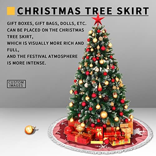Toaddmos חצאית עץ הדפס חג המולד קישוט ביתי מחצלת עץ רכה לעץ חג המולד, מתאימה ביותר לחצאית עץ חג המולד