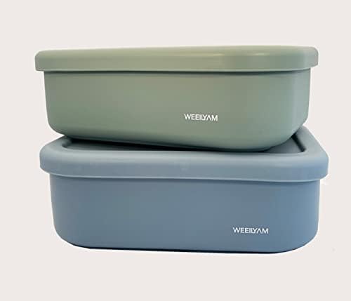 Weeilyam, כחול בהיר 3-תאים סיליקון קופסת בנטו קופסה גמישה מיכל עיצוב אטום דליפות לארוחת צהריים וארוחות
