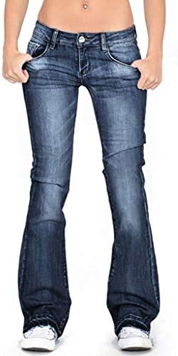 מכנסי ג'ינס המותניים נשים רוכסן פלוס מכנסי ג'ינס בגודל נשים נמתחות אמצע פעמון אורך דק ג'ינס ג'ינס מתלקח