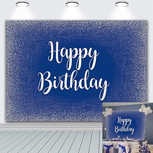 רויאל כחול שמח יום הולדת רקע מבוגרים מאן בני מסיבת יום הולדת באנר כסף גליטר כתמים צילום רקע שולחן
