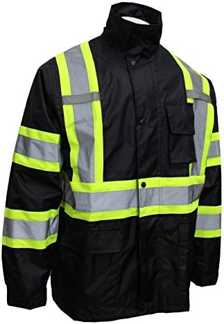 RK בטיחות מחלקה 3 x חליפות גשם בטיחות דפוסיות עם נראות גבוהה ותחתית שחורה