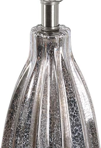 מנורת שולחן קנרוי הום 32319מר איליין, 29.5 על 16 אינץ', זכוכית כספית עתיקה וגימור פלדה מוברש