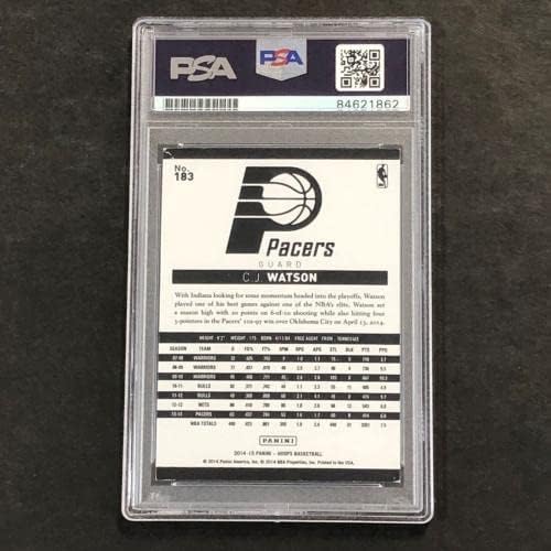 2014-15 חישוקי NBA 183 C.J. Watson חתום בכרטיס אוטומטי 10 PSA Pacersed Pacer