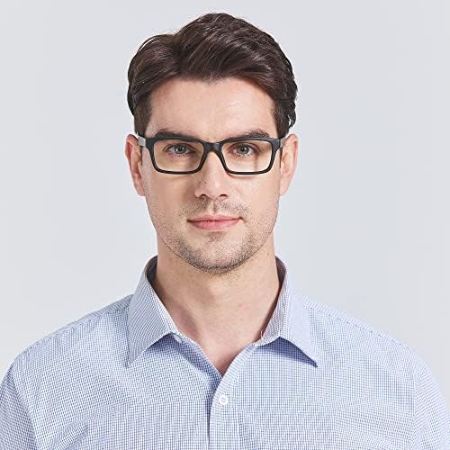 משקפי קריאה של increbill לגברים, משקפי משקפי מסגרת מלבניים של צירי אביב, משקפי מחשב צלול עדשות