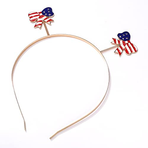 אמריקאי דגל סרט 4 יולי פטריוטי גומייה לשיער לנשים אמייל כוכב לב שיער חישוק עצמאות יום אקססורי לשיער