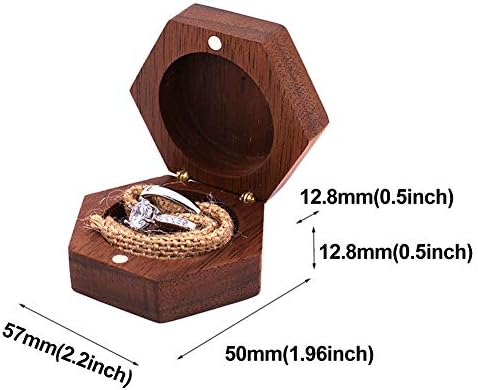 קאלידקה עץ טבעת תיבת לחתונה טקס כפרי בציר נושא טבעת תיבה, משושה טבעת תיבת אירוסין טבעת תיבת נישואים תכשיטי