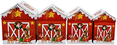 סט של 4 קופסאות מתנה מקוננות בצורת חג חג המולד עם מכסים