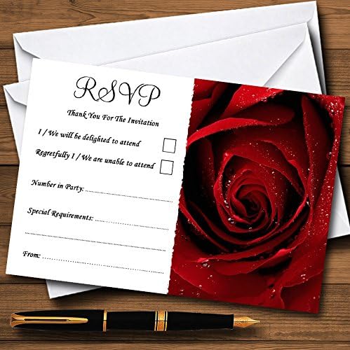 כרטיסי RSVP בהתאמה אישית של ורד רטוב אדום