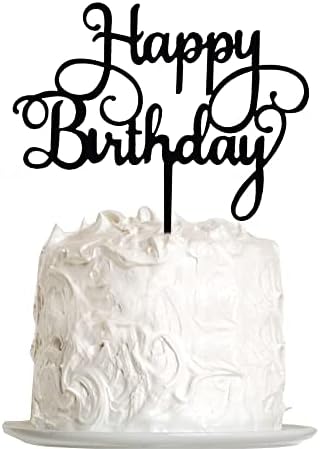 טופר עוגת יום הולדת שמח אקרילי ， חגיגות קישוטים למסיבות יום הולדת שחור, קישוטים ליום הולדת לילדים או למבוגרים.