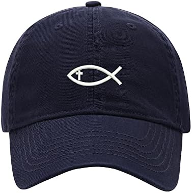 כובע בייסבול גברים דגים נוצריים עם צולבים רקומים כותנה כותנה כובע בייסבול כובע בייסבול