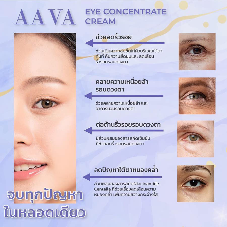 אקספרס קרם עיניים של DHL AAVA לשחזר עיגולי עיניים שקיות עיניים קמטים תמצית פרימיום אמיתית 15 גרם. מאת Thaigiftshop