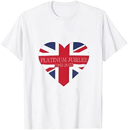 בריטניה 70 שנה לנשים צמרות קיץ מודפסות צוואר עגול שרוול קצר חולצה חולצה חולצות שרוול קצר חולצות לנשים