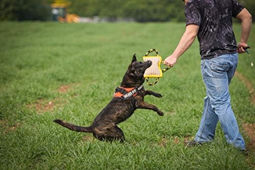 כרית עקיצת כלבים עמידה 10 x 7 אינץ ' - כרית נשיכה בטוחה עם 3 ידיות נוחות וחזקות - צעצוע משיכה קשה של יוטה לכלבים