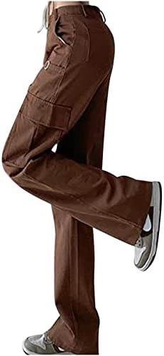 וינטג 'וינטג' מותניים נמוכות מכנסי מטען רחבים מכנסי דש רופפים מכנסיים מזדמנים Y2K בגדי בגדי לבוש
