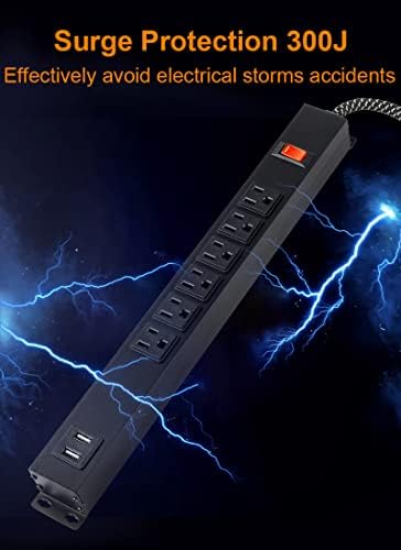 מגן נחשול רצועת חשמל הניתן להופך עם USB, 6 שקע, 6 רגל קלוע, קלא
