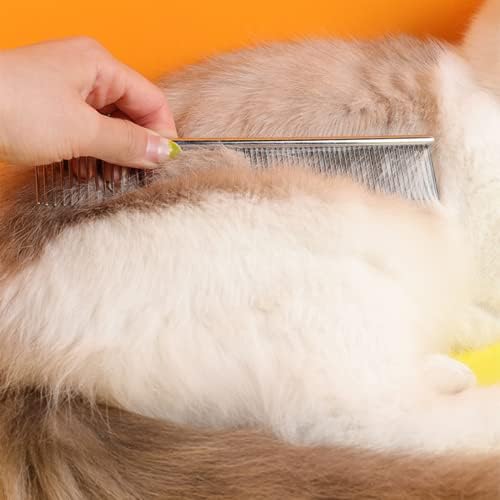 2 חבילה כלב קומבס, נירוסטה חתול מסרק כלי, עם קצוות מעוגלים שיניים החלקה גריפ ידית, עבור מסיר סבכים