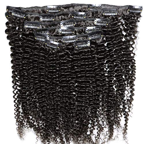 בתולת שיער טבעי קליפ בתוספות קינקי מתולתל 120 גרם 7 חתיכות מלא ראש מונגולי קליפים בתוספות שיער