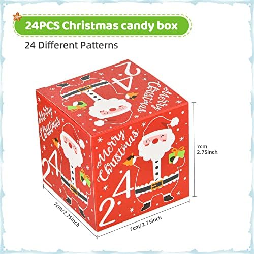 24 חבילות קטן מתנת קופסות חג המולד אדוונט תיבת סוכריות או קוקי קופסות מתנה, עם 24 יחידות דפוס עיצוב,
