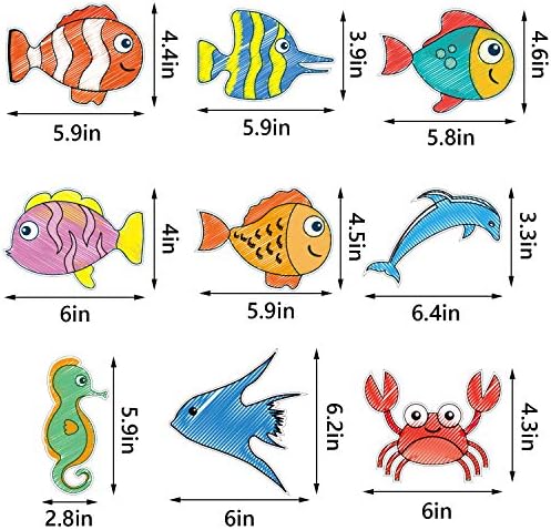 63 חתיכות ים חיות מגזרות דגי מגזרות דגים טרופיים מבטאים דגים צבעוניים מבטאים עם דבק נקודת נקודות עבור בכיתה