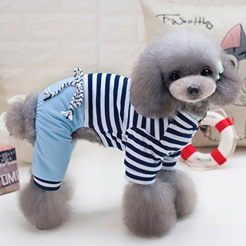 תלבושות של פס סלמאי חיות מחמד לחולצת כלבים קטנה מכנסי ג'ינס עליונים כלבים ללבוש מזדמן פודל צ'יוואווה תלבושות