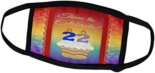 3drose בוורלי טרנר עיצוב הזמנה ליום הולדת - קאפקייק, מספר נרות, זמן, חוגג הזמנה בת 22 - מסכות פנים