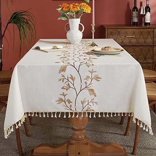 שולחן פשתן כותנה של לאוליטו לשולחן אוכל בית חווה מלבן שולחן שולחן שולחן שולחן קפה, בז ', פרח