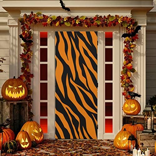 Enevotx Door Decor עבור נערות נוער חדר עור פסי נמר פסי נמר דלת דלת שחורה בית עיצוב בד עמיד בדלת דלתות מרובות