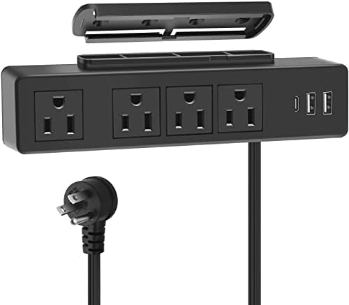 מתחת לרצועת כוח שולחן, רצועת חשמל של קיר דבק עם USB, שקעי חשמל שחורים בשולחן העבודה, Multi-Outlets נשלפים