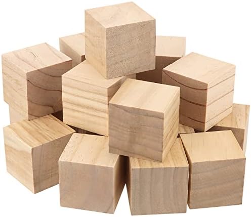 הוזון 8 יחידות קוביות עץ בגודל 2.75 אינץ', קוביות עץ לא גמורות טבעיות, בלוקים מרובעים מעץ גדול
