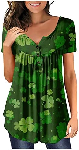 Adhowbew St St Patricks Day חולצה נשים 3/4 שרוול שמרוק חולצות טריקו מזל פסטיבל אירי מתנה צווארון