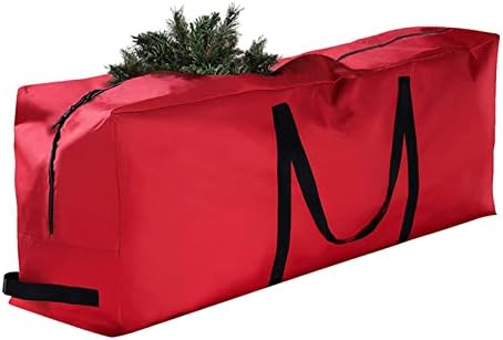 עץ חג המולד אחסון תיק עם עמיד מחוזק ידיות & מגבר; כפול רוכסן מלאכותי מפורק עצי מדמיע הוכחת אוקספורד דובון