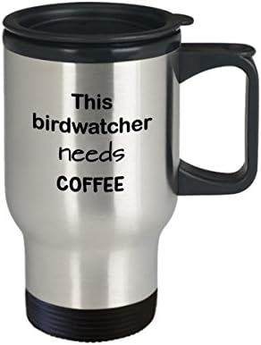 מתנת ספל טיולים של ציפורים, צופה בציפורים זה זקוק לקפה, ספל קפה מפלדת אל חלד בהתאמה אישית, מתנה בהתאמה אישית לחובבי