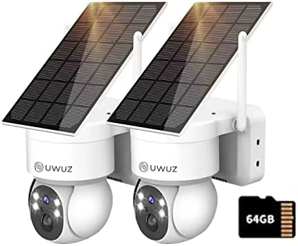 Uwuz ptz 360 מצלמת סוללה סולארית חיצונית אלחוטית לאבטחה ביתית, ראיית לילה של 4MP 2K עם חיישן תנועה של