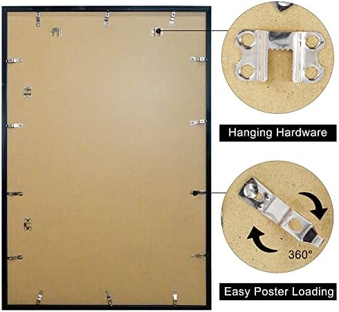 מסגרת פוסטר 24x36 עם הגנת UV אקריליק, חומרה תלויה להתקנת קיר, תצוגה תמונת אנכית או אופקית, 4 חבילה