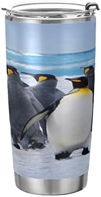 אוקיינוס ​​ים פינגווין חיה פינגווין עם מכסים וקשיות, נירוסטה לשימוש חוזר כוס כוס כוס מבודד, ספל נסיעות
