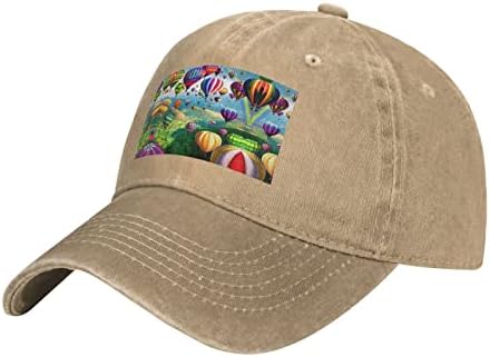 בלוני אוויר חם מודפס כובע בייסבול, כובע קאובוי מתכוונן למבוגרים, זמין כל השנה