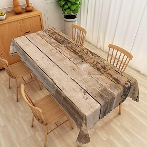 Baocicco 70x140 אינץ 'חום כפרי עץ גרעינים פוליאסטר שולחן שולחן וינטג' מרקם עץ כפרי שולחן כפרי שולחן שולחן עמיד