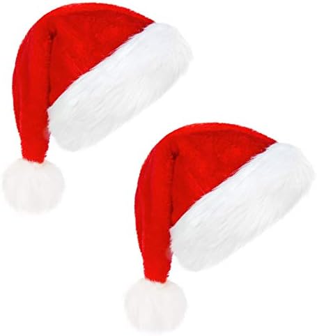 אסריך חג המולד סנטה כובעים למבוגרים, 2 יחידות קטיפה חג המולד כובע עבור מסיבת חג המולד לטובת השנה החדשה
